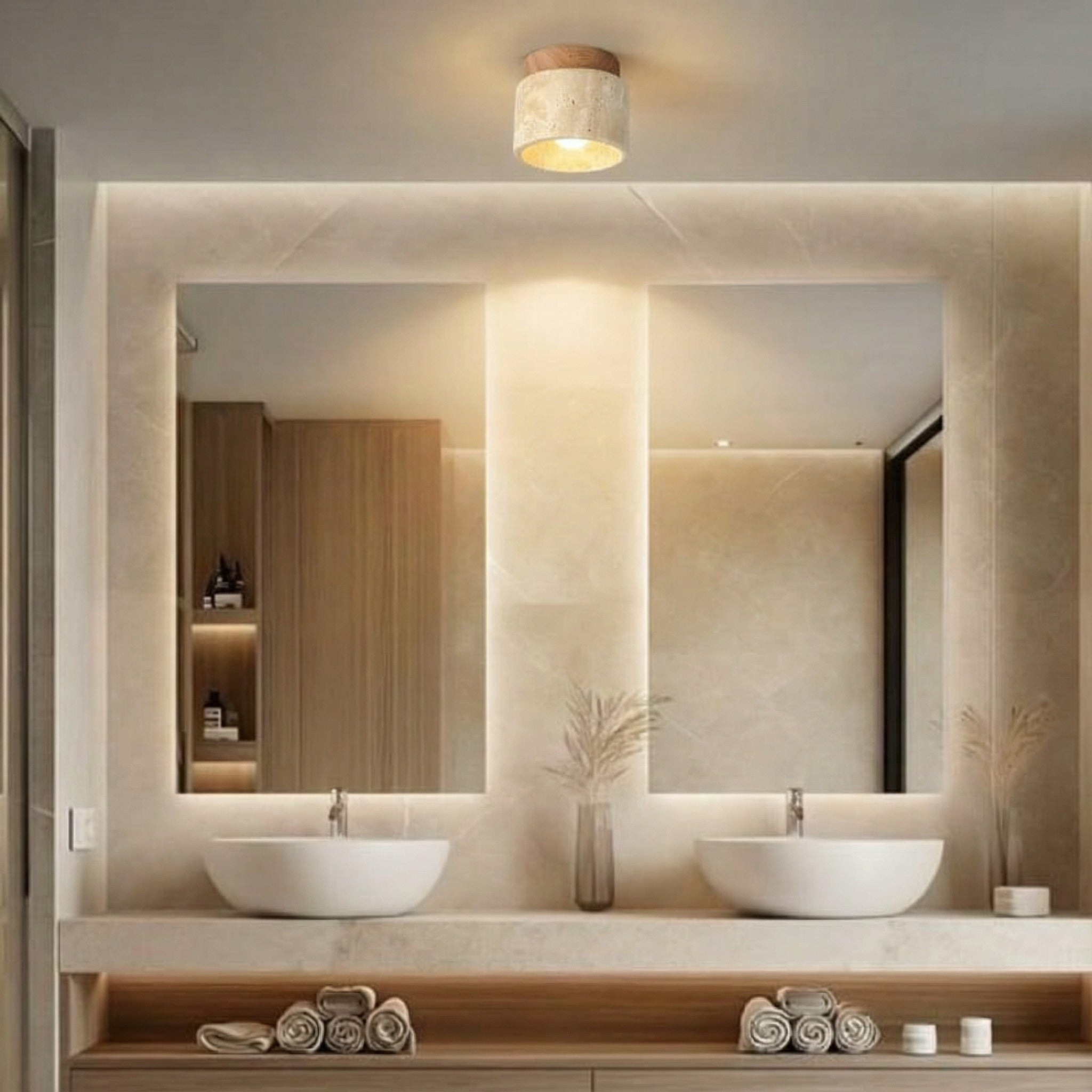 Plafonnier salle de bain en pierre - Travetal