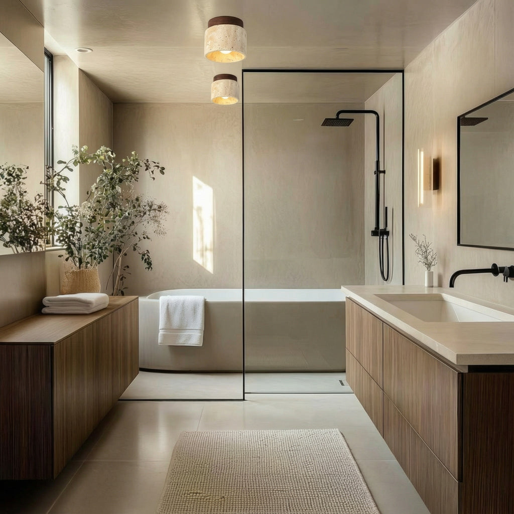 Plafonnier salle de bain en pierre - Travetal