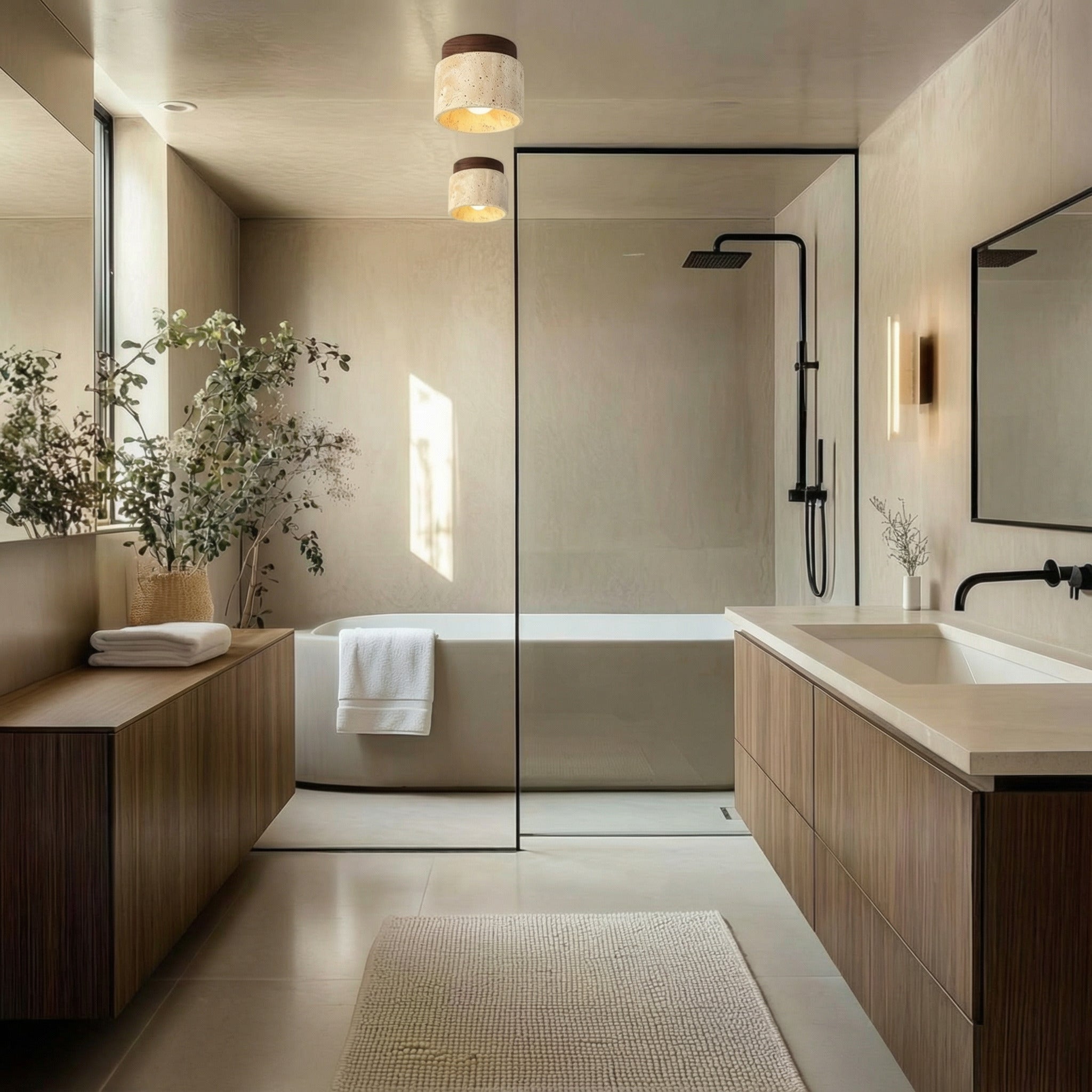 Plafonnier salle de bain en pierre - Travetal