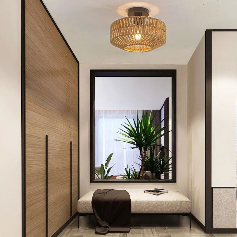 Luminaire plafonnier en rotin naturel - Elaos