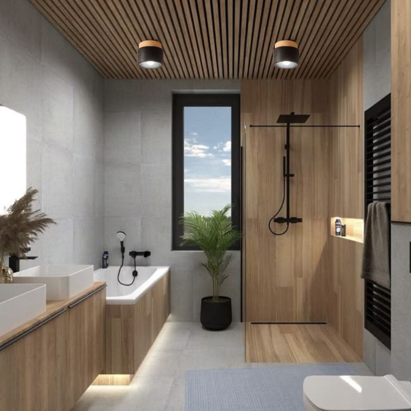 Plafonnier salle de bain en pierre - Trameto