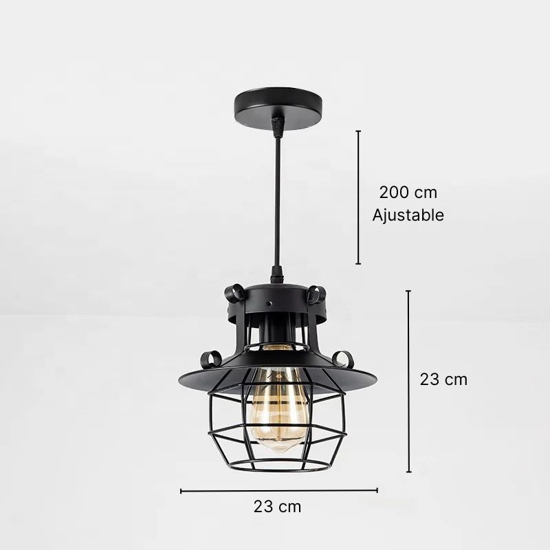 Lustre industriel noir - Newton