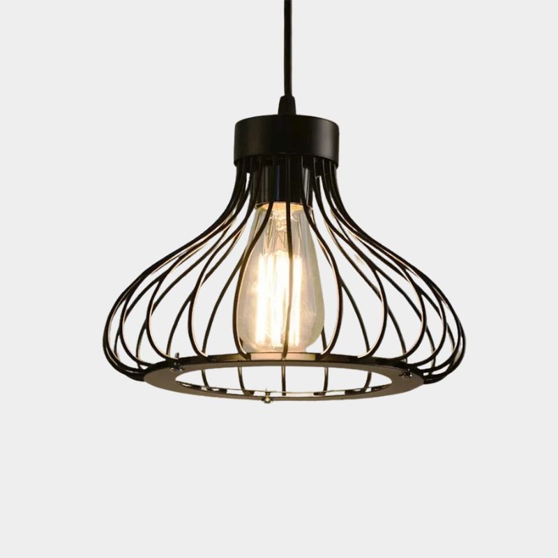 Suspension industrielle noire design - Isabeau