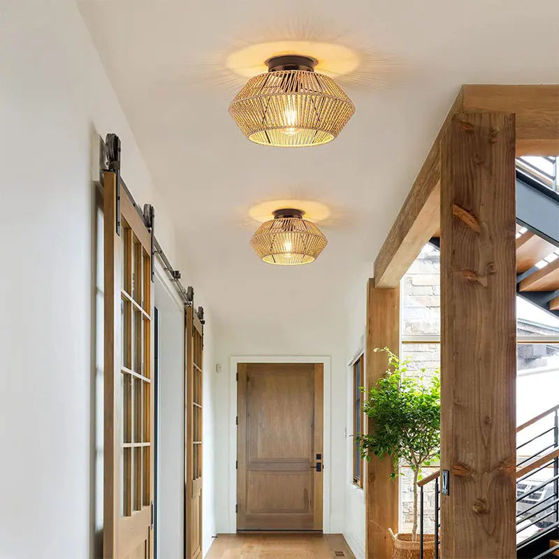 Luminaire plafonnier en rotin naturel - Elaos