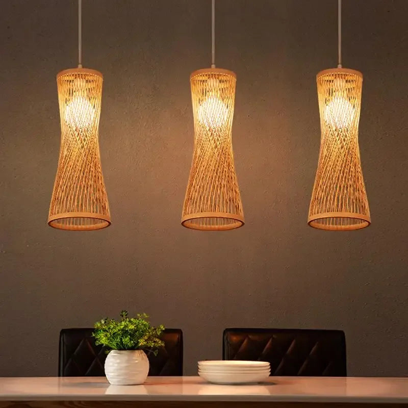 Suspension bambou rotin naturel - Avelina