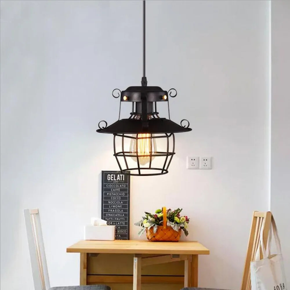 Lustre industriel noir - Newton