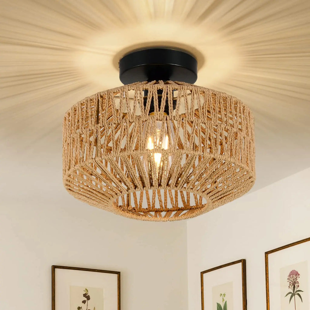 Luminaire plafonnier en rotin naturel - Elaos