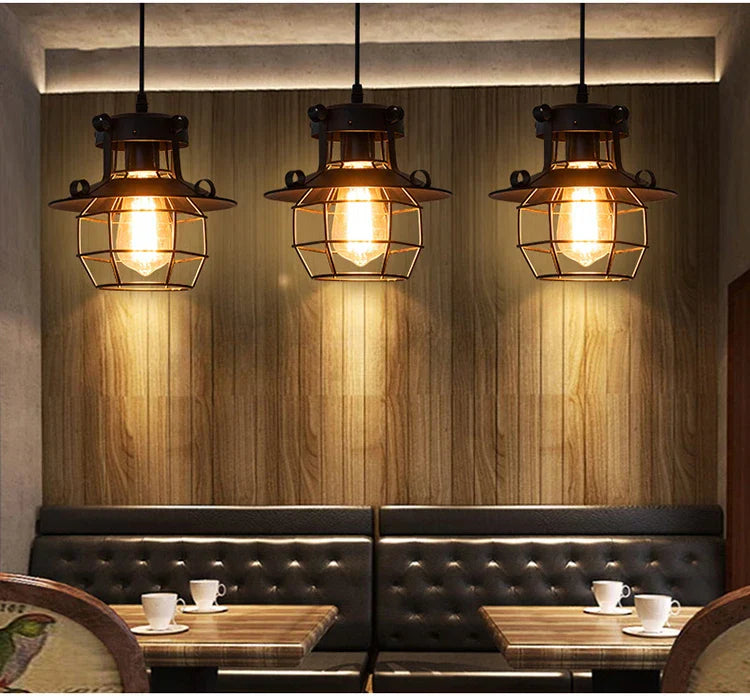 Lustre industriel noir - Newton
