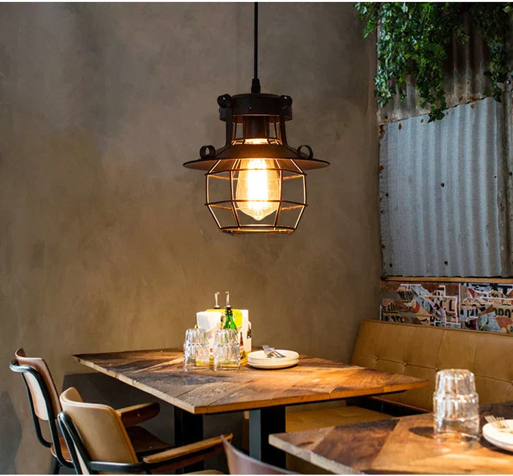 Lustre industriel noir - Newton