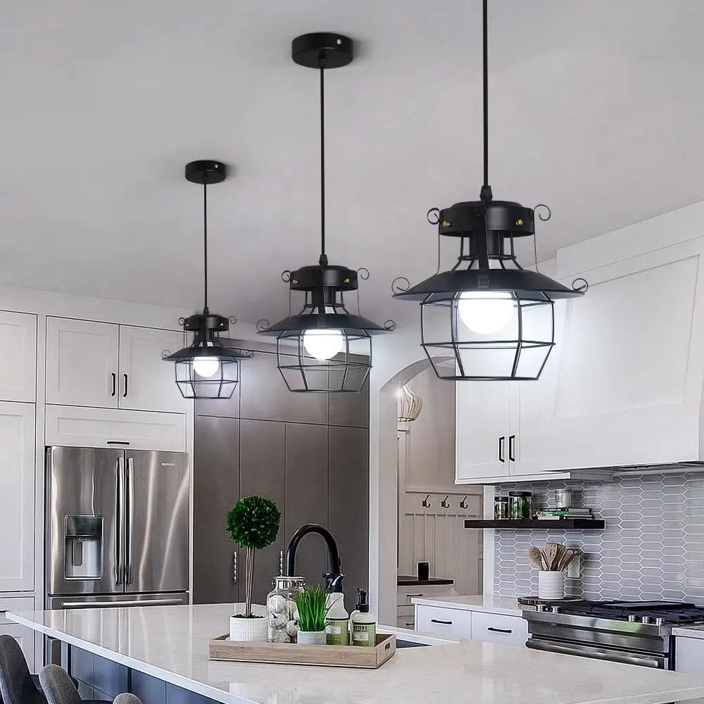 Lustre industriel noir - Newton