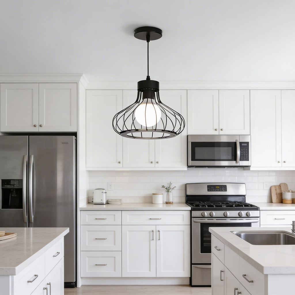 Suspension industrielle noire design - Isabeau