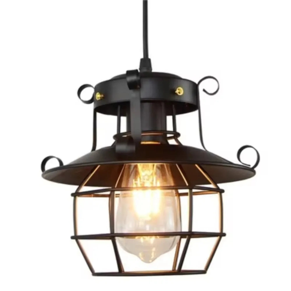 Lustre industriel noir - Newton