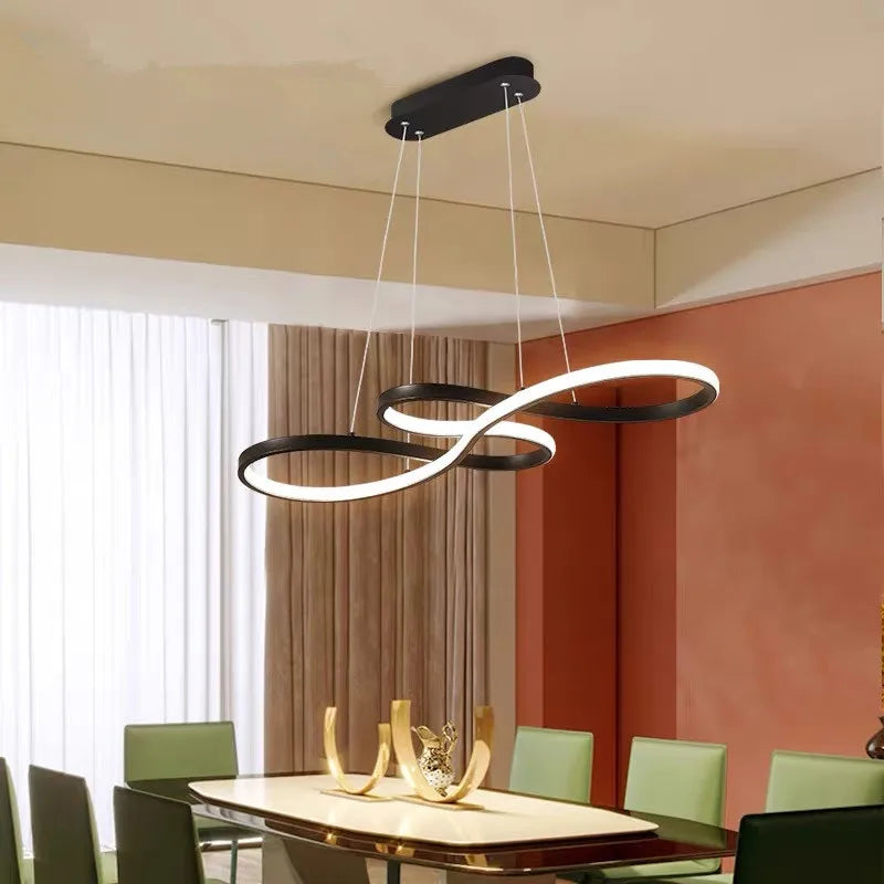 Lustre salle à manger LED aux courbes fluides - Sinos