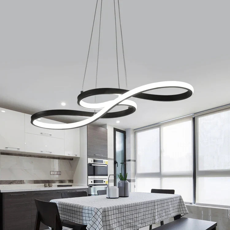 Lustre salle à manger LED aux courbes fluides - Sinos