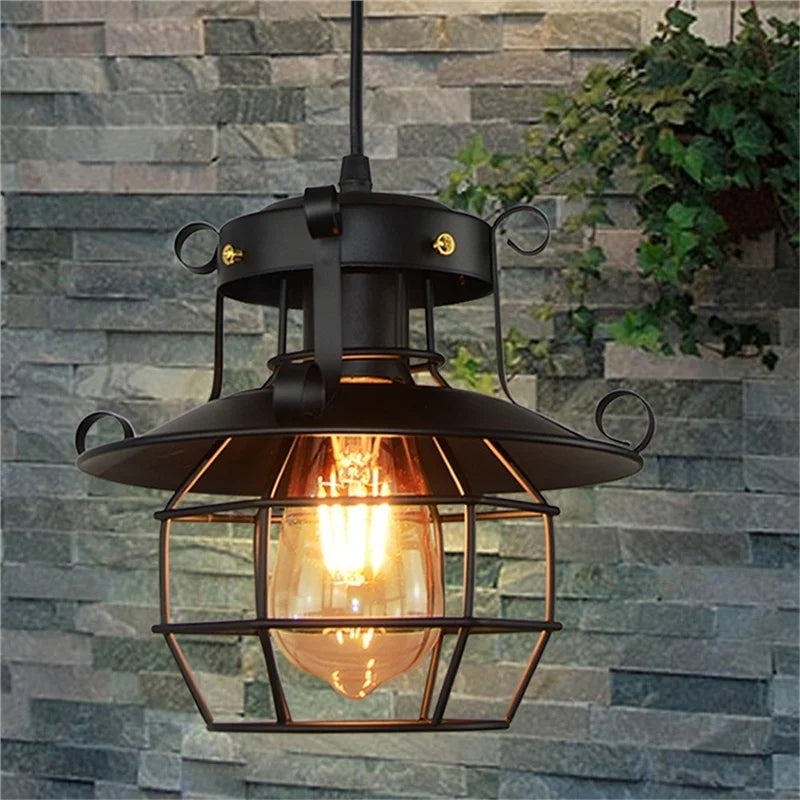 Lustre industriel noir - Newton