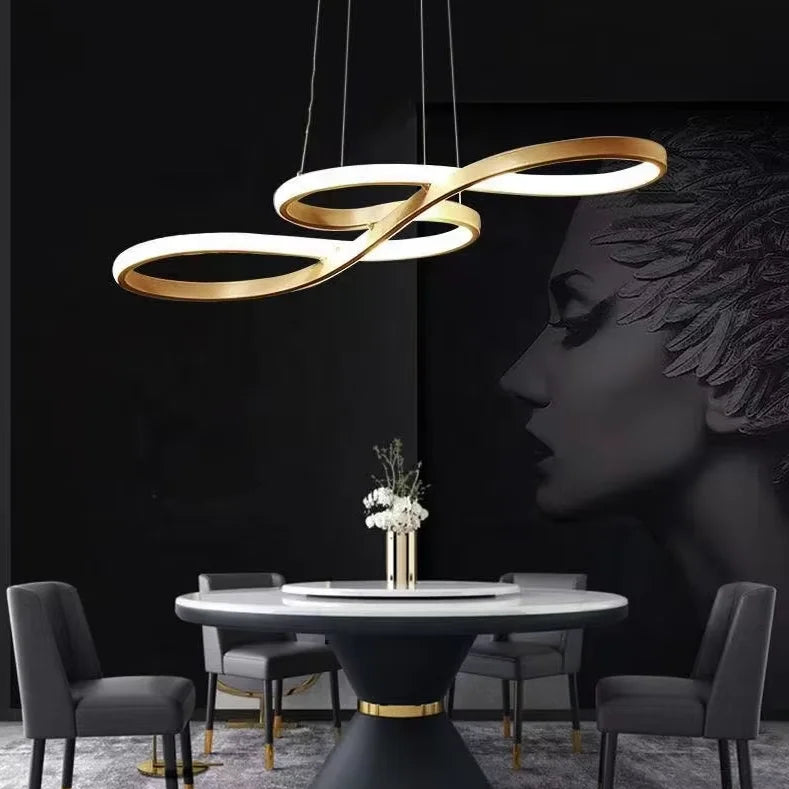 Lustre salle à manger LED aux courbes fluides - Sinos