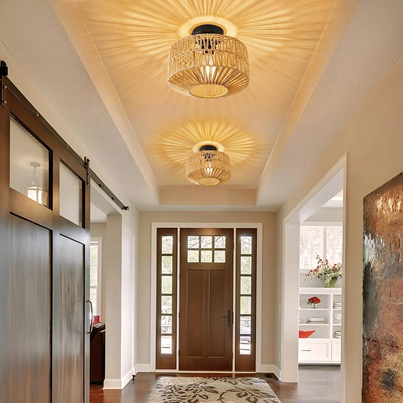 Luminaire plafonnier en rotin naturel - Elaos