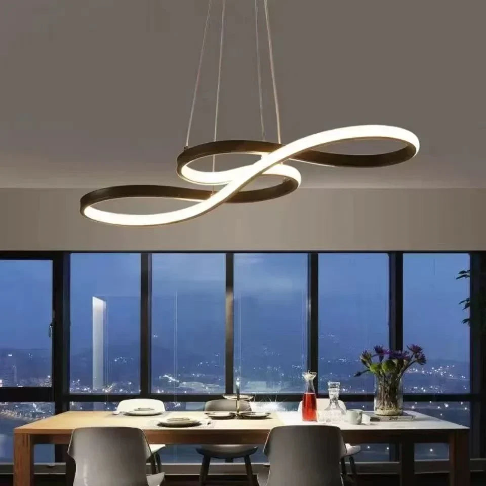 Lustre salle à manger LED aux courbes fluides - Sinos