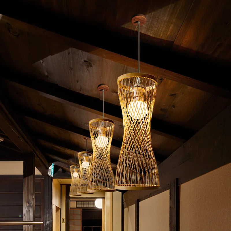 Suspension bambou rotin naturel - Avelina
