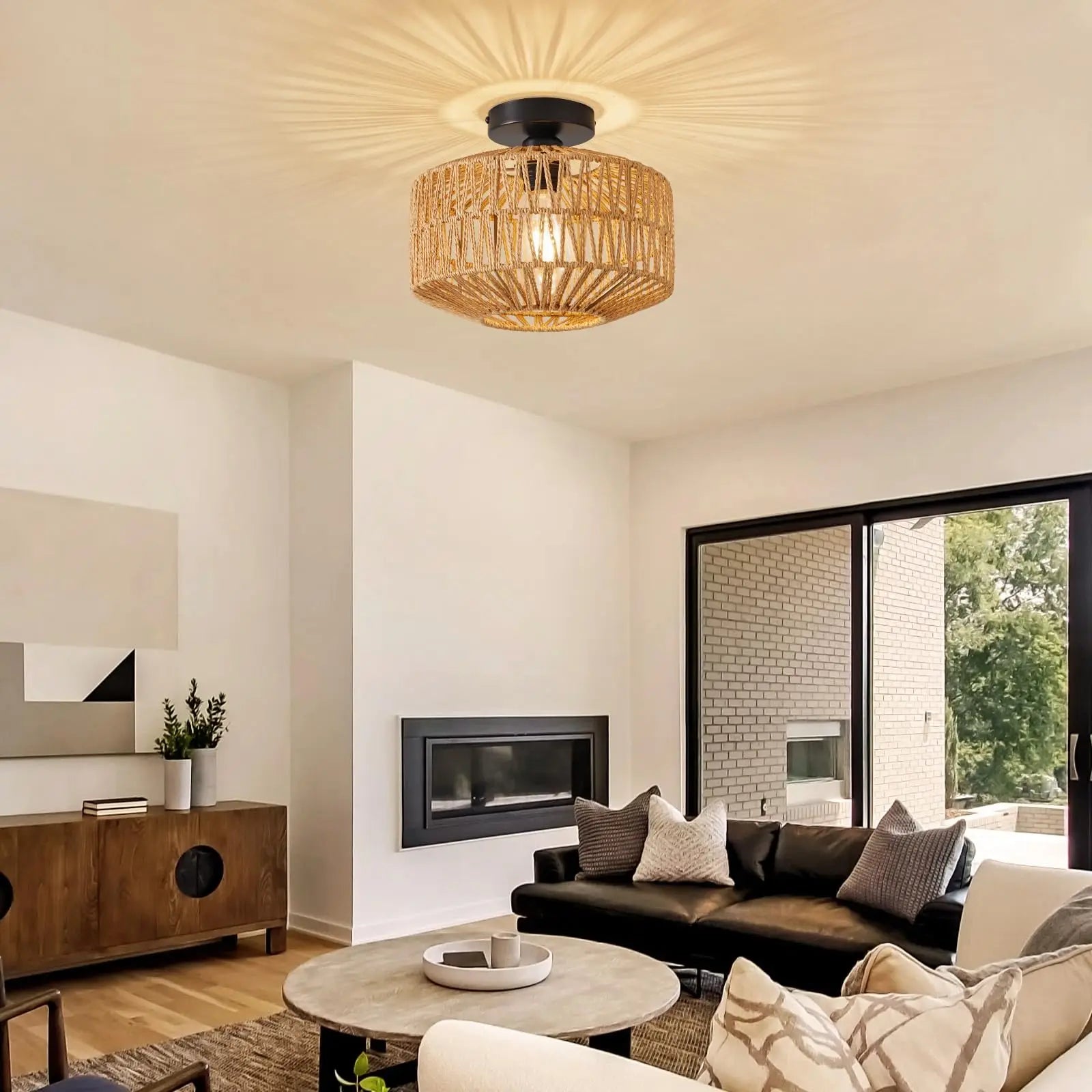 Luminaire plafonnier en rotin naturel - Elaos