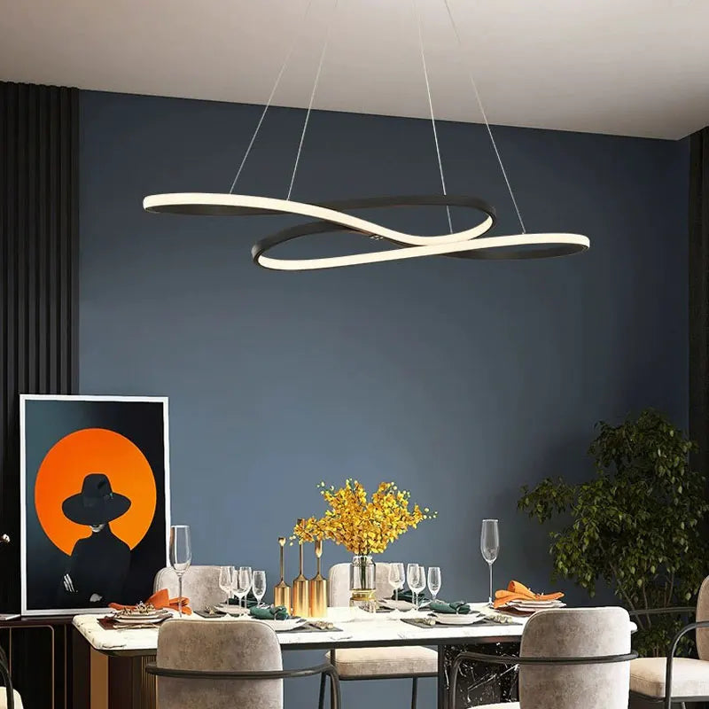Lustre salle à manger LED aux courbes fluides - Sinos