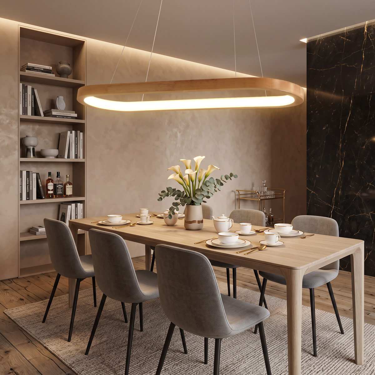 Suspension Contemporaine Ovale en Bois - Ovaly