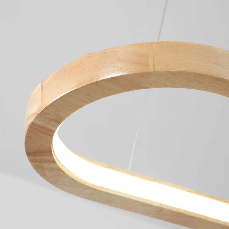 Veon Contemporary Oval Wooden Pendant Light - Neutralighting