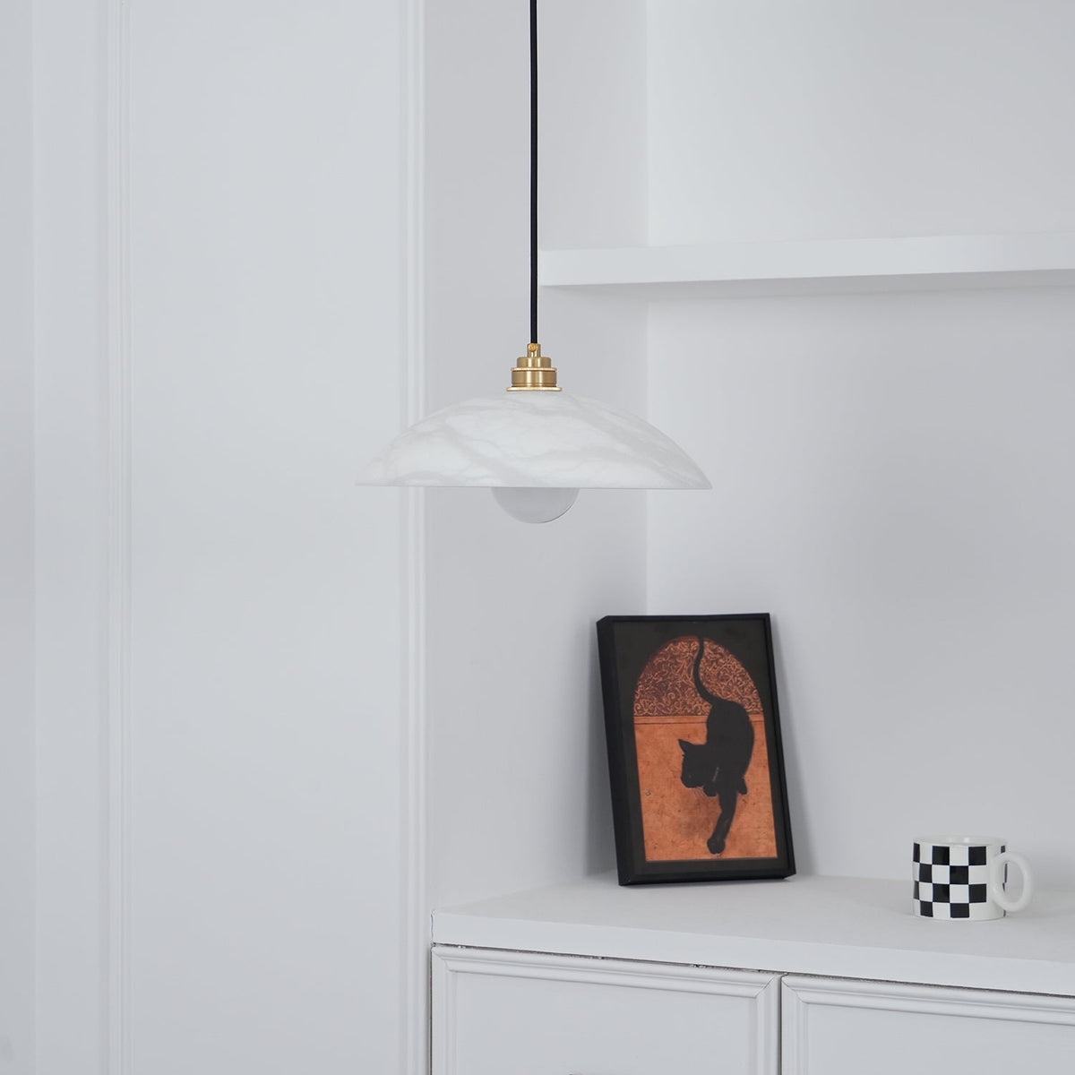 Delin Dome Pendant Light Alabaster &Brass - Neutralighting