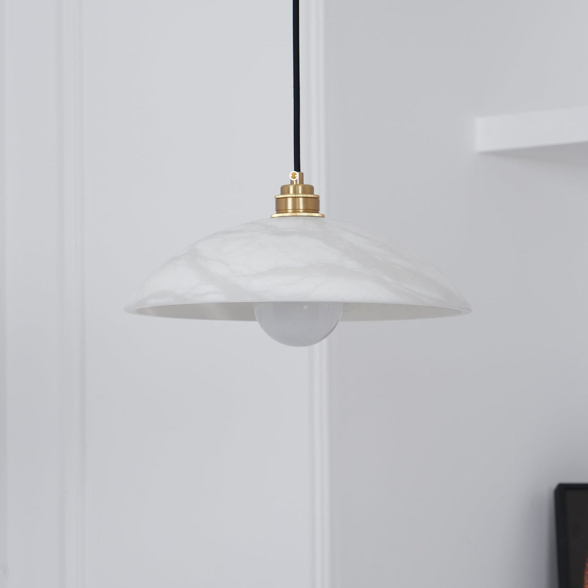 Delin Dome Pendant Light Alabaster &Brass - Neutralighting