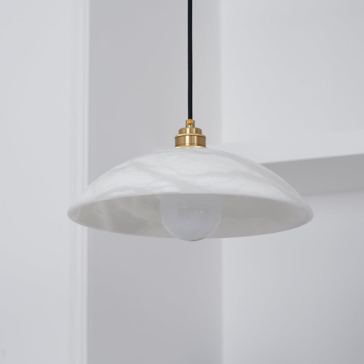 Delin Dome Pendant Light Alabaster &Brass - Neutralighting
