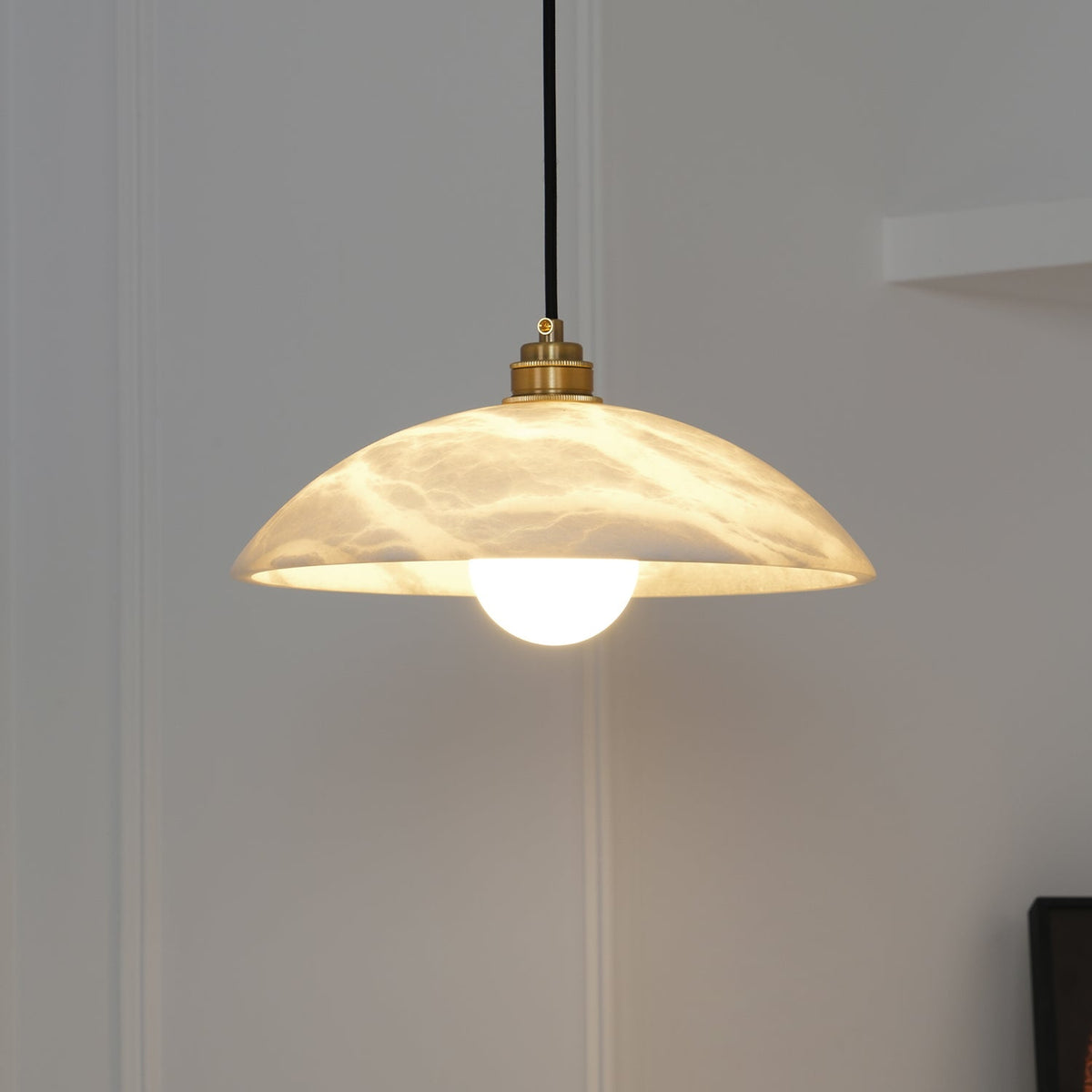 Delin Dome Pendant Light Alabaster &Brass - Neutralighting