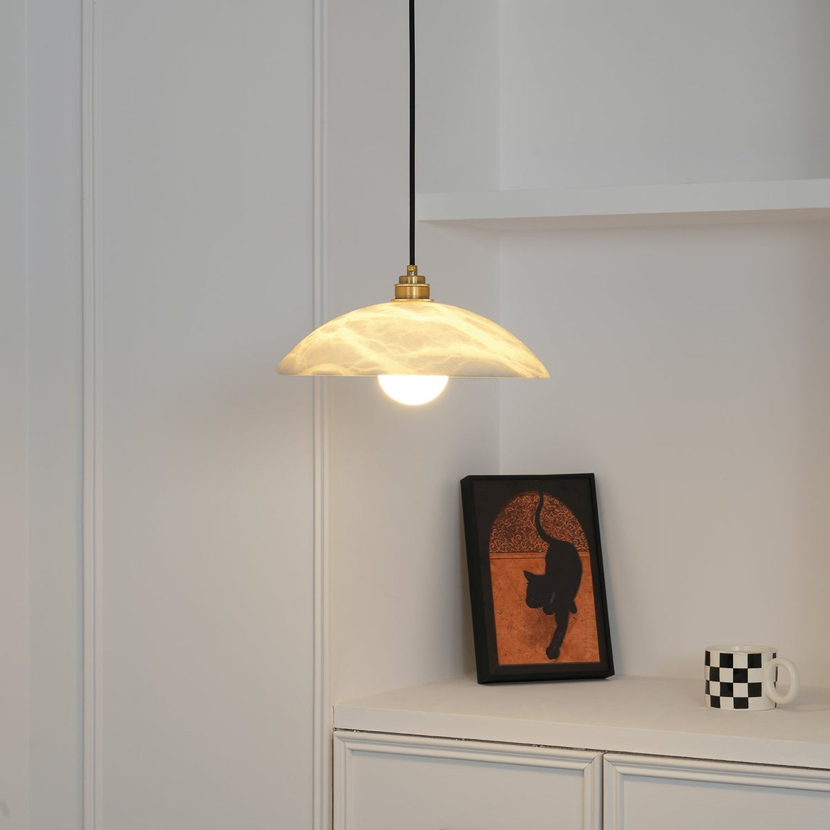 Delin Dome Pendant Light Alabaster &Brass - Neutralighting