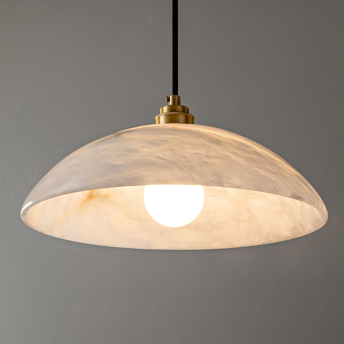 Delin Dome Pendant Light Alabaster &Brass - Neutralighting