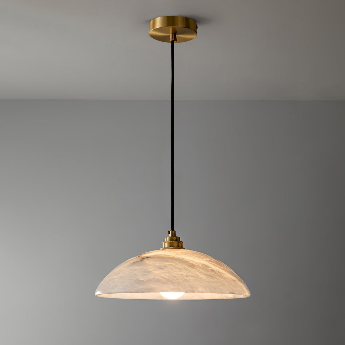 Delin Dome Pendant Light Alabaster &Brass - Neutralighting