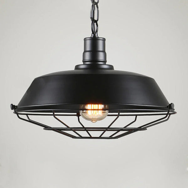 Suspension industrielle noire en fer - Isara