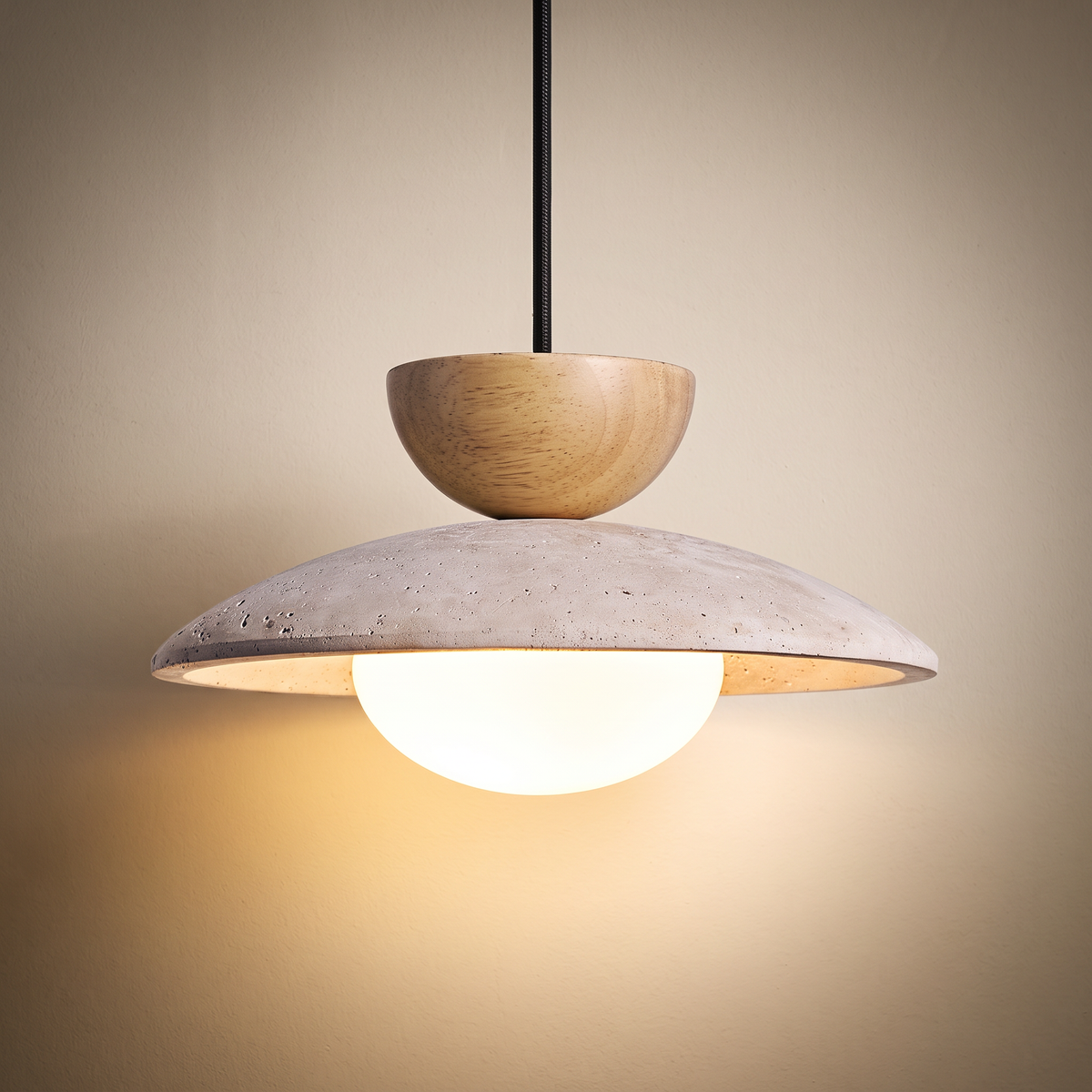 Suspension Travertin et Bois - Tryno
