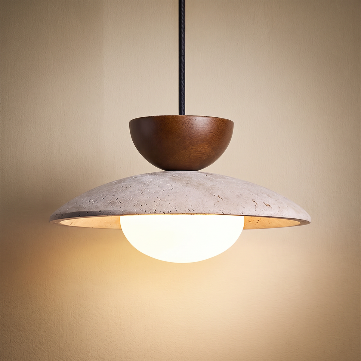Suspension Travertin et Bois - Tryno
